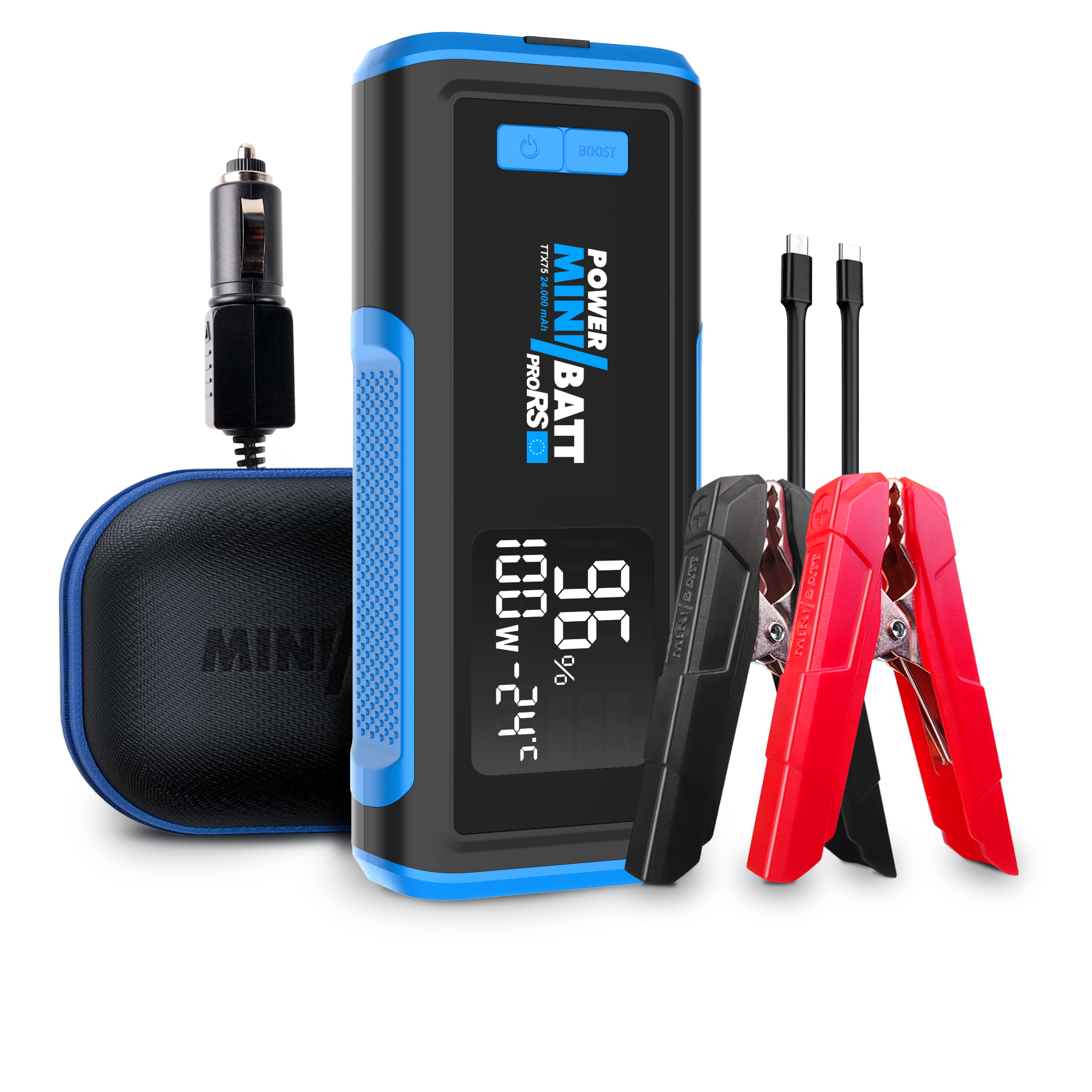 miniBatt pro RS · Arrancador de batería 24.000 mAh