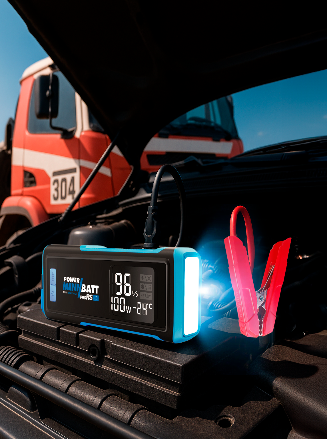 miniBatt pro RS · Arrancador de batería 24.000 mAh