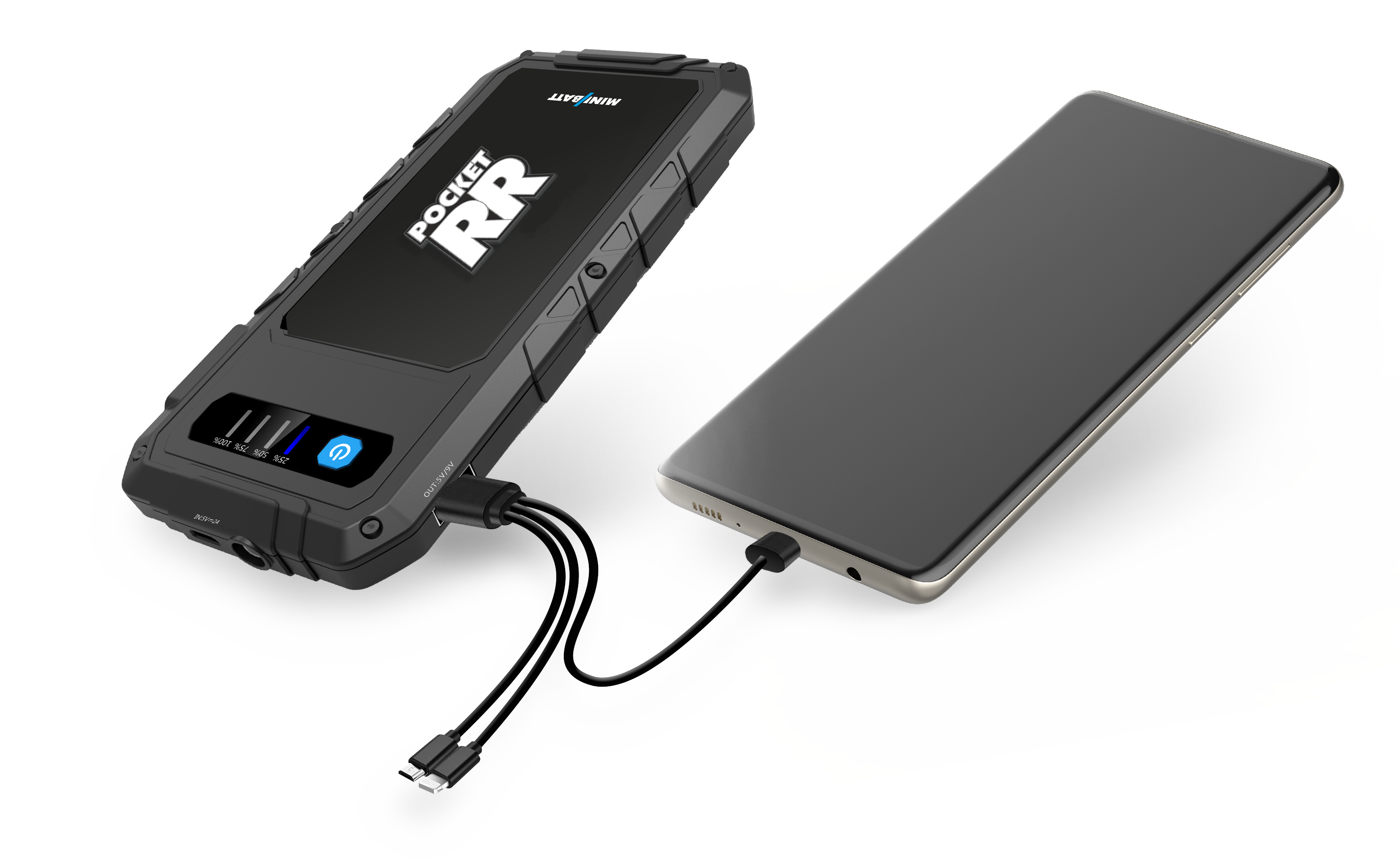 MiniBatt POCKET- Bateria arrancador de motos y coches. Cargador de móviles,  tablets y otros dispositivos